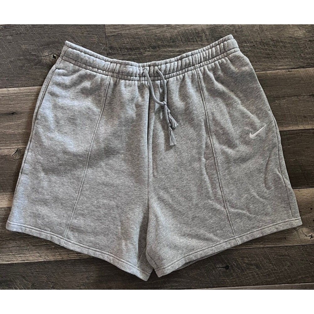 Nike Essential Fleece High-Rise Shorts DN5001-063 Heather Grey Size XL LkNw